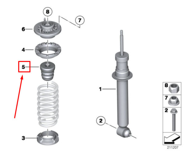 33536789386 - BMW 5 F10 Auxiliary Shock Absorber 33536789386 6789386 ORIGINAL