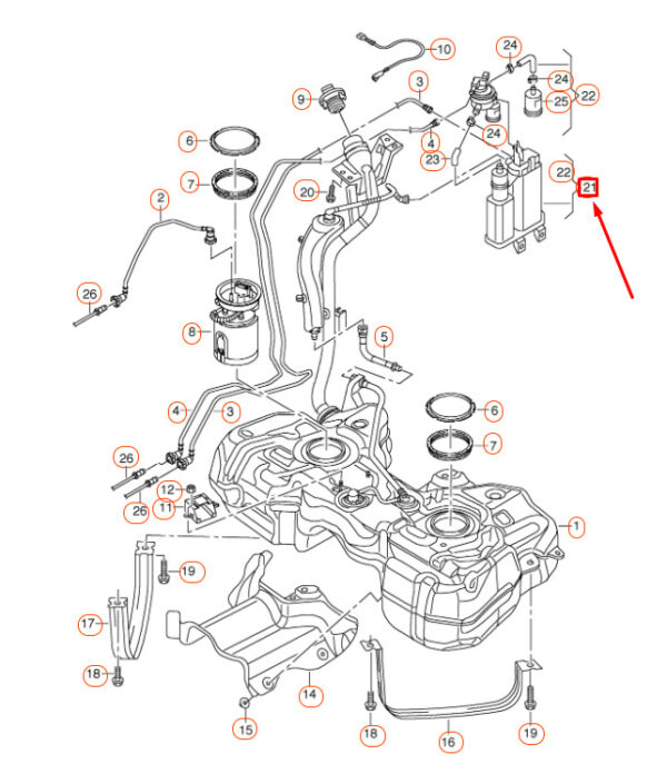 3C0201797D - NEW AUDI Q3 8U ACTIVE CHARCOAL FILTER WITH DIAGNOSIS PUMP 3C0201797D ORIGINAL