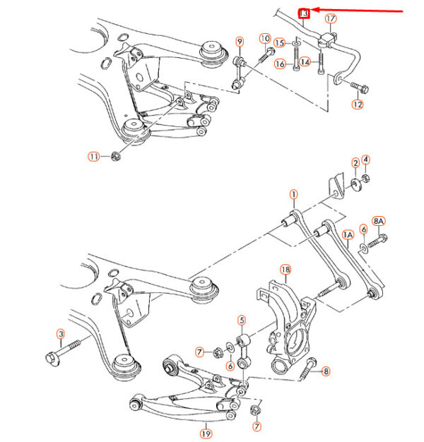 3D0511407B - AUDI A8 D3 Rear Anti Roll Bar 3D0511407B ORIGINAL