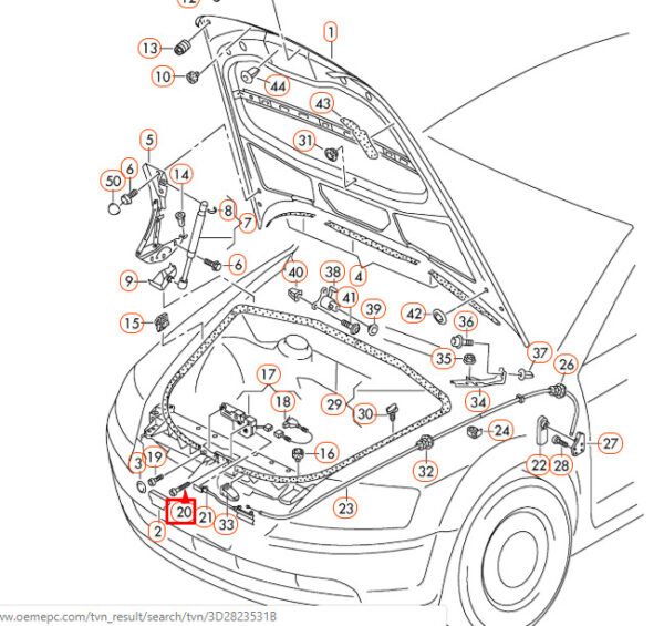 3D2823531B - NEW VW PHAETON 3D RELEASE BONNET HOOD LID LOCK CABLE RHD 3D2823531B