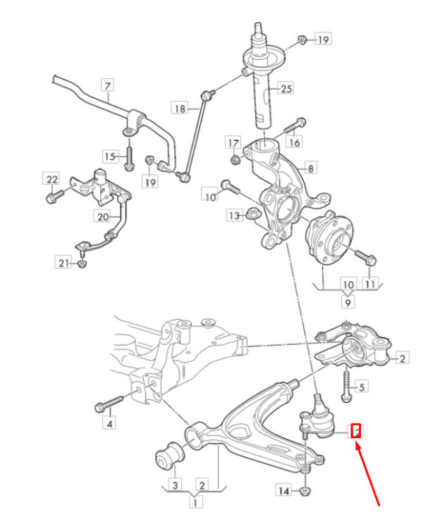 3QF407365 - NEW VW ATLAS CROSS SPORT CA1 FRONT LEFT SUSPENSION GUIDE JOINT 3QF407365