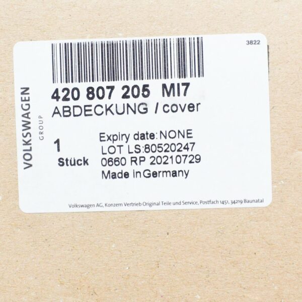 420807205MI7 - NEW AUDI R8 42 FRONT BUMPER RIGHT TOW EYE COVER 420807205MI7 ORIGINAL