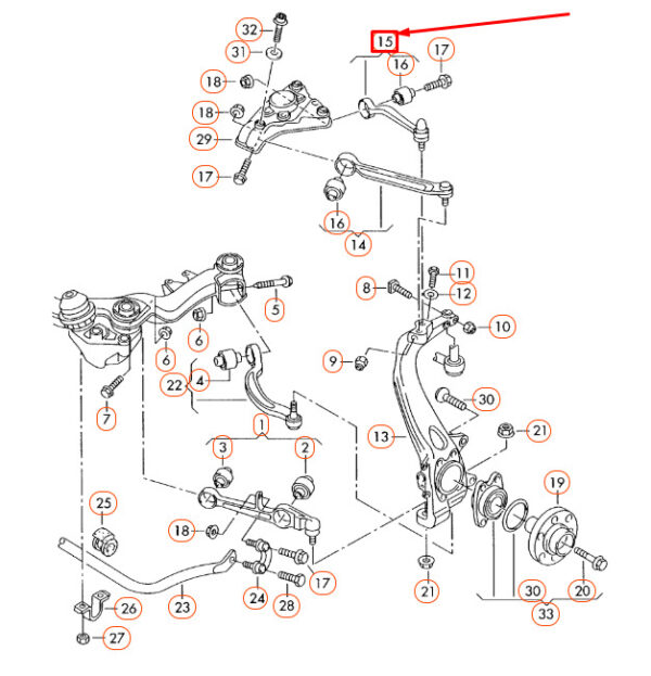 4E0407510E - AUDI A6 C6 Front Right Upper Rear Control Arm 4E0407510E ORIGINAL