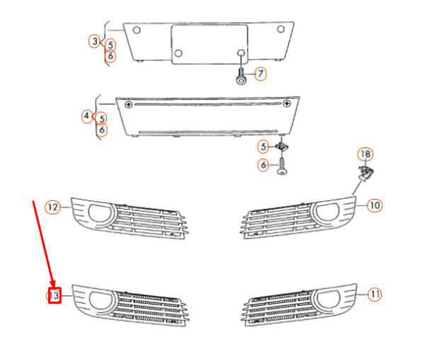 4E0807680B - NEW AUDI A8 D3 FRONT BUMPER RIGHT GRILLE 4E0807680B