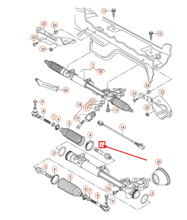 4F0422821D - AUDI A6 C6 Steering Inner Track Tie Rod 4F0422821D ORIGINAL