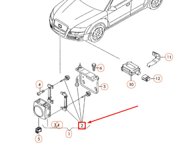4F0998561A - AUDI A6 C6 Cruise Control Distance Sensor Hardware Kit 4F0998561A ORIGINAL
