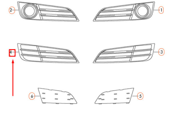 4H0807680MT94 - NEW AUDI A8 D4 FRONT BUMPER RIGHT GRILLE 4H0807680MT94