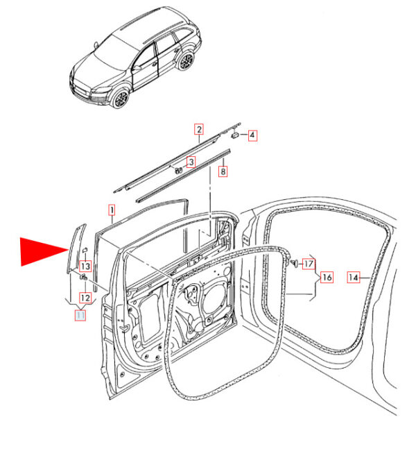 4L0837901Y9B - NEW AUDI Q7 4L FRONT LEFT DOOR EXTERIOR B PILLAR TRIM 4L0837901Y9B  ORIGINAL