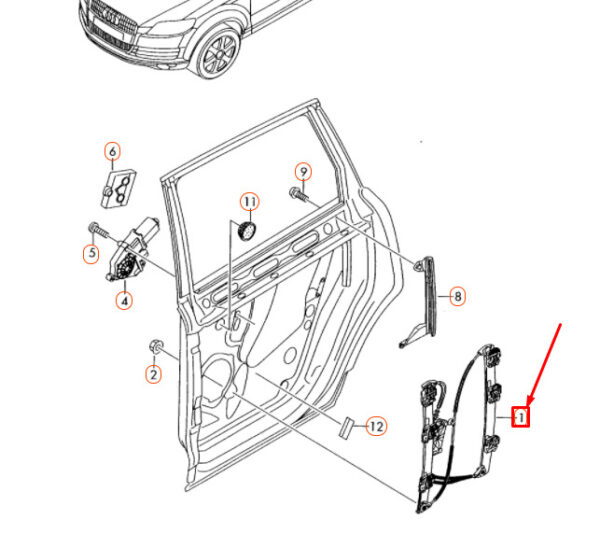 4L0839462D - AUDI Q7 4L Rear Right Door Window Regulator 4L0839462D ORIGINAL