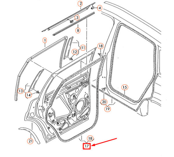 4L0839911 - NEW AUDI Q7 4L REAR OUTER DOOR SEAL LEFT SELF-ADHESIVE 4L0839911 ORIGINAL