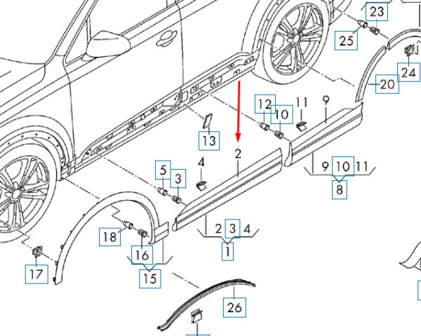 4M0853960MGRU - NEW AUDI Q7 4M FRONT RIGHT DOOR MOLDING TRIM 4M0853960MGRU ORIGINAL