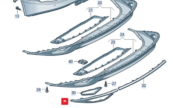4M8807514T94 - AUDI Q8 4MN Rear Bumper Lower Right Trim 4M8807514T94 ORIGINAL