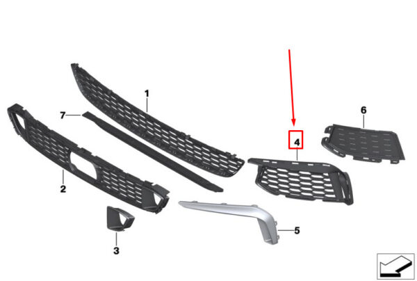 51118069710 - BMW 6 Gran Turismo G32 Front Right Bumper Grille 51118069710 ORIGINAL