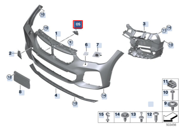 51119883621 - BMW X1 F48 M Front PDC Parktronic Mounting Holder Set 51119883621 ORIGINAL