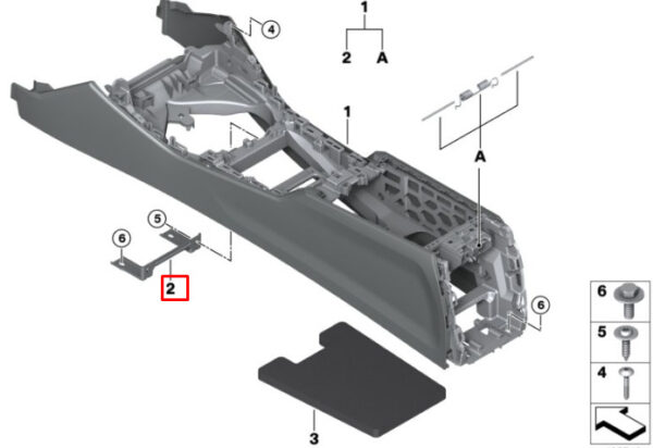 51166806835 - NEW BMW 3 G20 FRONT CENTER CONSOLE BRACKET 51166806835 6806835 ORIGINAL