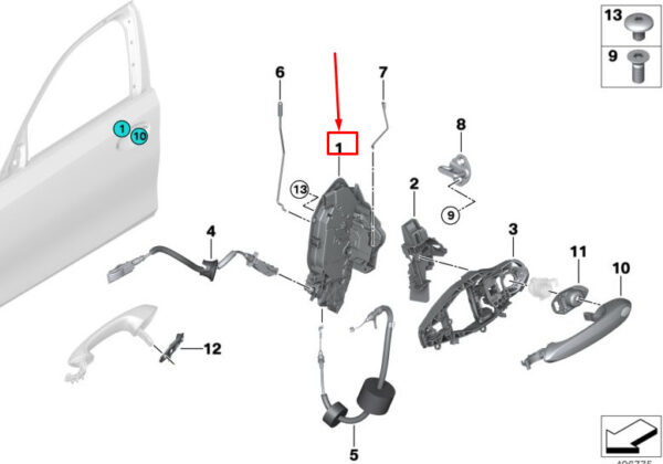 51217445044 - BMW 3 G20 Front Right Door System Latch 51217445044 ORIGINAL