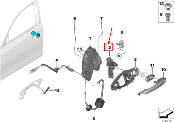 51217449557 - BMW 3 G20 Left Outside Door Handle Support Adapter 51217449557 ORIGINAL