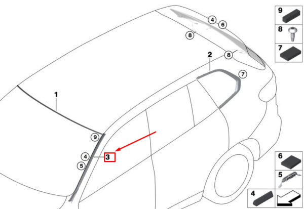 51317434872 - BMW X5 G05 Right Drip Molding 51317434872 ORIGINAL