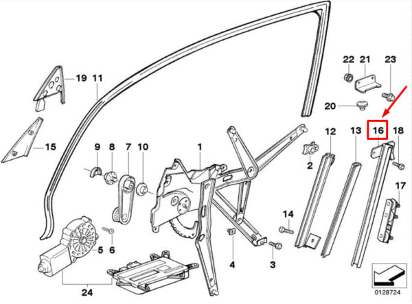 51321977585 - BMW 3 Compact E36 Front Left Window Guide Rail 1977585 51321977585 ORIGINAL