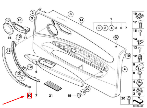 51416987537 - BMW 1 Cabrio E88 Front Left Door Pull Handle 51416987537 6987537 ORIGINAL