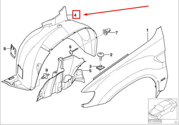 51717129443 - NEW BMW X5 E53 FRONT LEFT INNER FENDER 51717129443 7129443 ORIGINAL