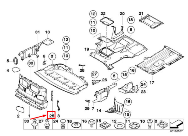 51718218853 - BMW 5 E39 Front Left Panel Support Sealing 8218853 51718218853 ORIGINAL