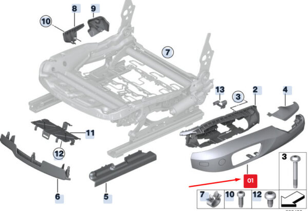 52106979654 - BMW X3 F25 Front Right Outer Seat Trim 52106979654 6979654 ORIGINAL