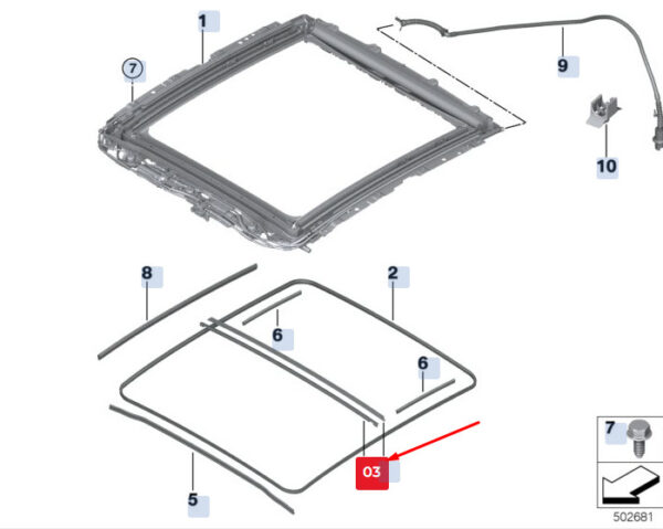 54107461204 - BMW X2 F39 Front Glass Lid Gasket 54107461204 7461204 ORIGINAL
