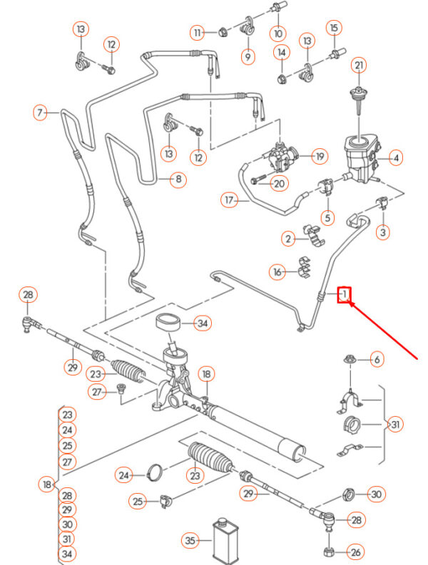 5C0422891K - NEW VOLKSWAGEN JETTA A6 MK6 FRONT POWER STEERING RETURN PIPE 5C0422891K ORIGINAL