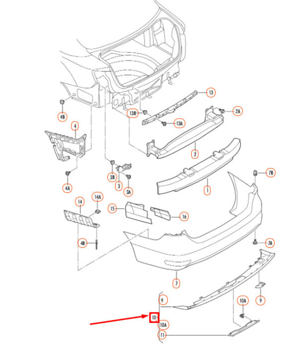 5C6807433J - NEW VOLKSWAGEN JETTA A6 REAR BUMPER LOWER SPOILER 5C6807433J ORIGINAL