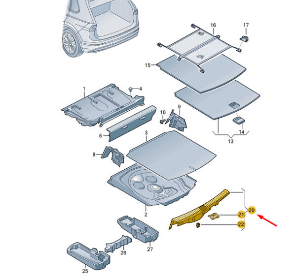 5NA863459E82V - NEW VW TIGUAN AD MK2 TRUNK LOCK CARRIER COVER TRIM 5NA863459E82V ORIGINAL