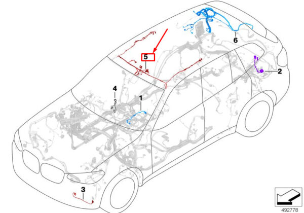 61128792259 - BMW X3 G01 Roof Wiring Harness 61128792259 ORIGINAL