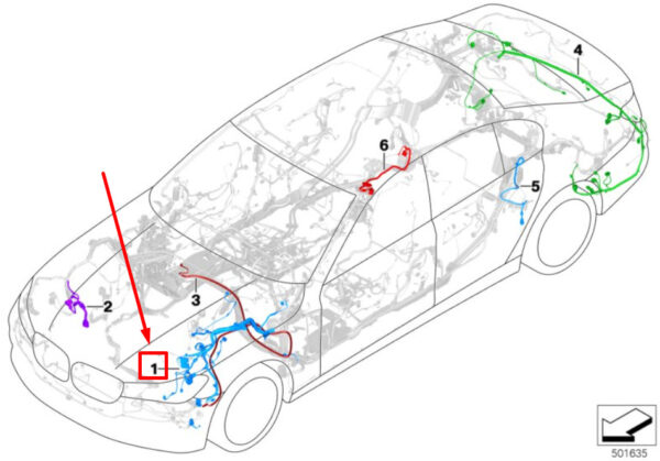 61129890963 - BMW 5 G30 Front Right Repair Wiring Set 61129890963 9890963 ORIGINAL
