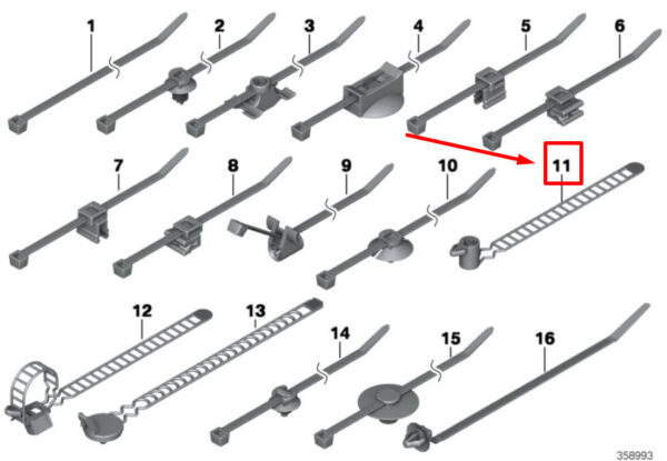 61131389024 - BMW 3 G20, G28 Cable Tie 1389024 61131389024 ORIGINAL