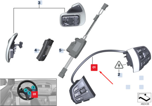 61319270258 - BMW X3 F25 Steering Wheel Multifunction Switches 61319270258 ORIGINAL