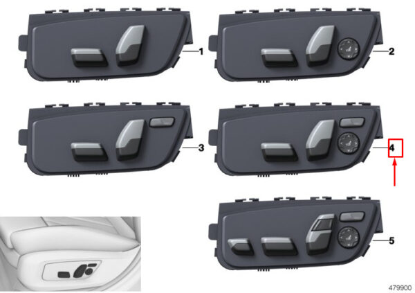 61319384918 - BMW 5 Touring G31 Front Right Seat Adjustment Switches 61319384918 ORIGINAL