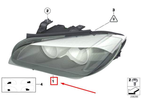 63117290238 - BMW X1 E84 Front Right Headlight 63117290238 7290238 ORIGINAL