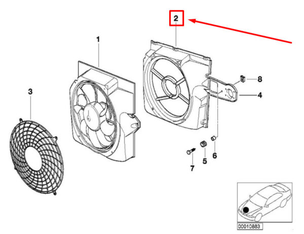 64548362430 - NEW BMW Z3 COUPE E36 A/C CONDENSER FAN SHROUD 64548362430 8362430 ORIGINAL