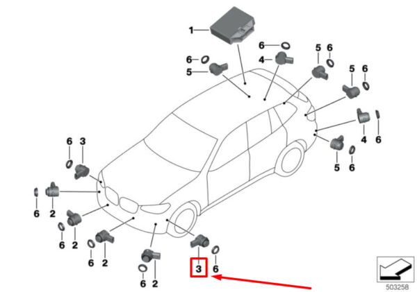 66209312620 - BMW X3 G01 Ultrasonic Sensor 9312620 66209312620 ORIGINAL