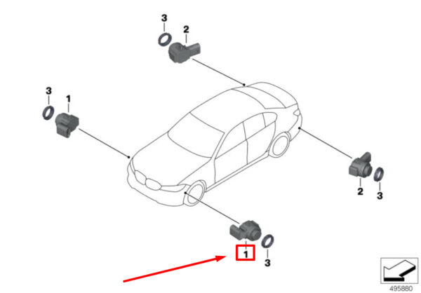 66209472280 - BMW 3 G20, G28 Ultrasonic Sensor 9472280 66209472280 2020 15387009