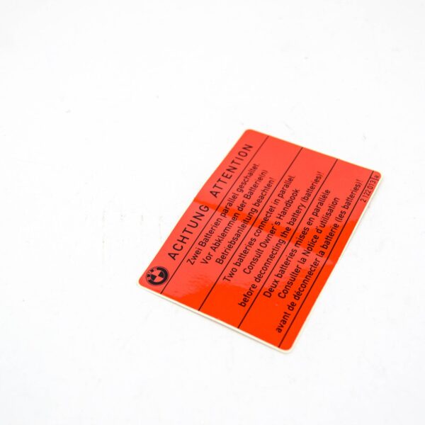 71212122013 - NEW BMW 8 E31 WARNING BATTERY STICKER LABEL 71212122013 2122013 ORIGINAL