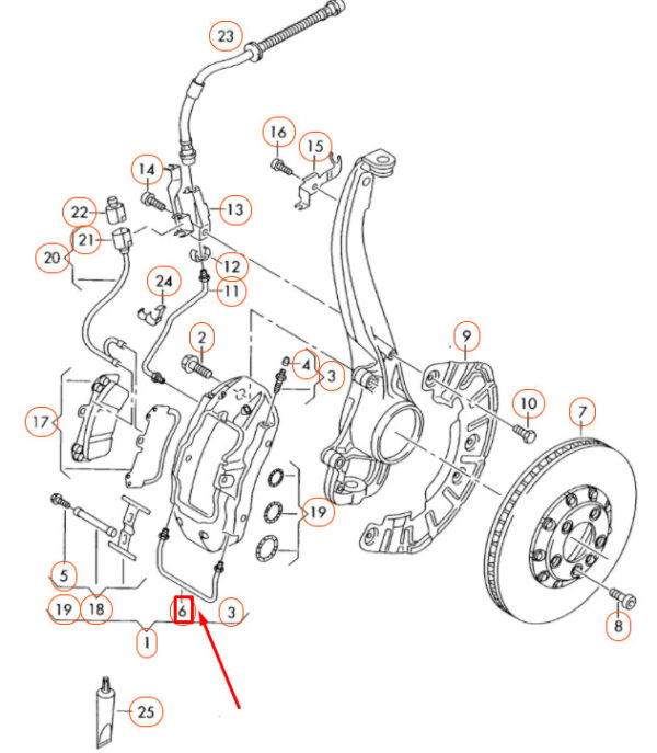 7L0615701A - NEW AUDI Q7 4L FRONT BRAKE CALIPER CONNECTING PIPE LINE 7L0615701A ORIGINAL