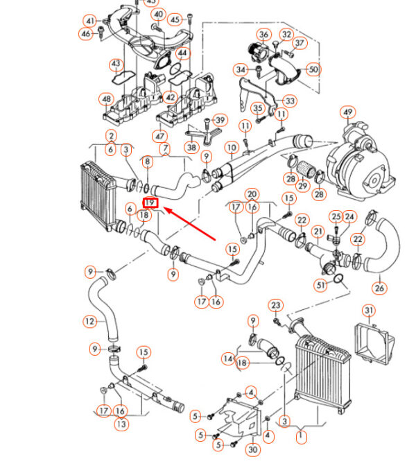 7L6145708H - AUDI Q7 4L Right Lower Charge Air Cooler Pressure Hose 7L6145708H ORIGINAL