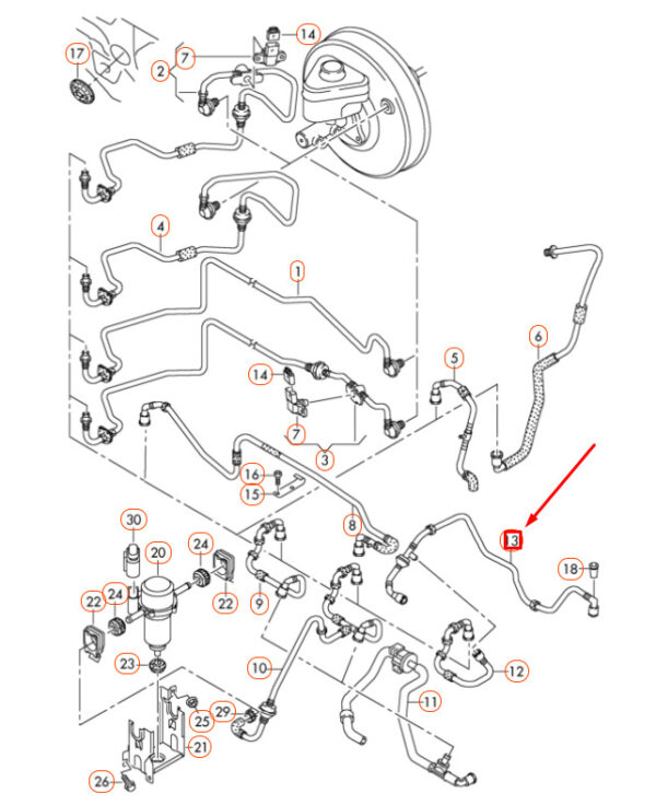 7L6611918K - AUDI Q7 4L Brake Servo Vacuum Line 7L6611918K ORIGINAL