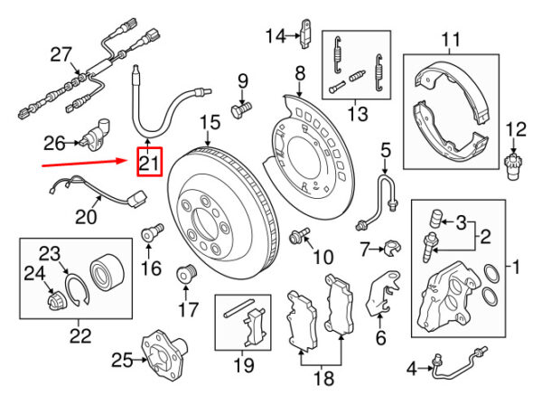 7P0611776 - AUDI Q7 4L Rear Brake Hose 7P0611776 ORIGINAL