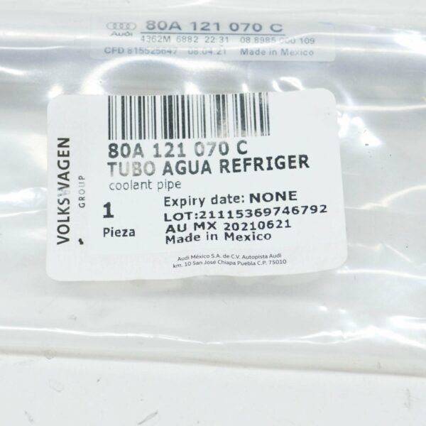 80A121070C - NEW AUDI Q5 FY 80A ENGINE WATER COOLANT HOSE 80A121070C