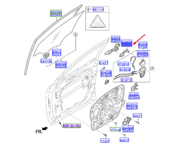 824852W000 - HYUNDAI SANTA FÉ MK3 Front Left Outer Handle Bracket 824852W000 ORIGINAL
