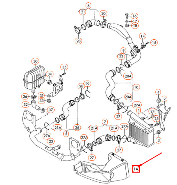 8E0117335N - AUDI A4 B7 Charge Air Cooler Left Air Guide 8E0117335N ORIGINAL