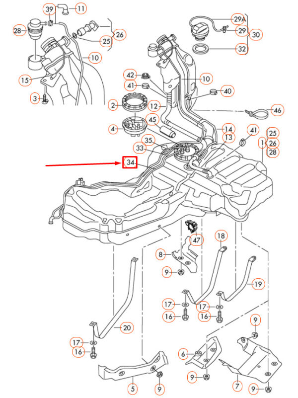 8E0201227N - AUDI A4 B7 Fuel Return Pipe 8E0201227N ORIGINAL