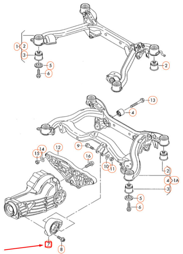 8E0599125L - AUDI A4 B7 Rear Differential Mount Bracket 8E0599125L ORIGINAL